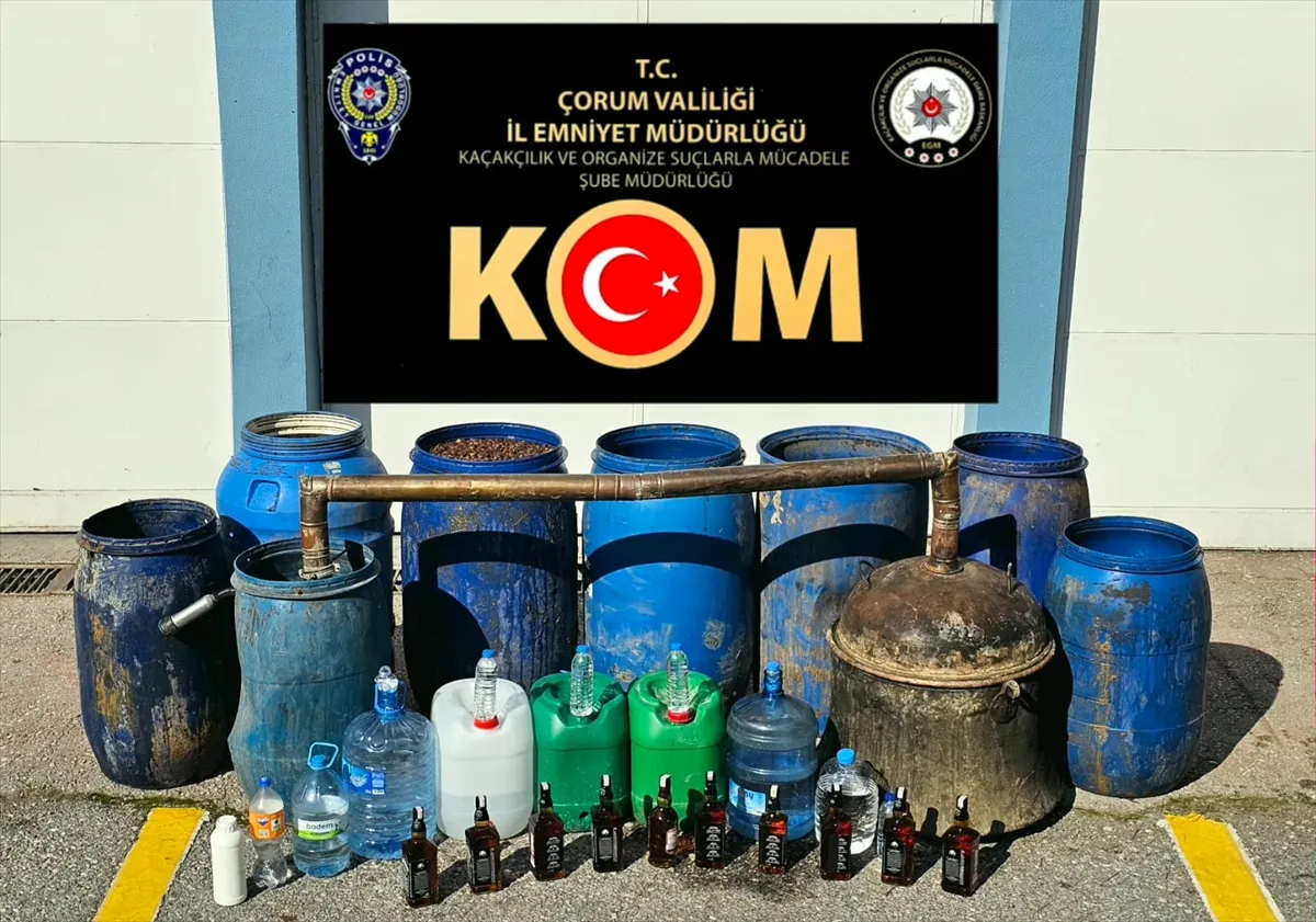 Çorum’da kaçak içki üretip sattığı iddia edilen 2 şüpheli yakalandı