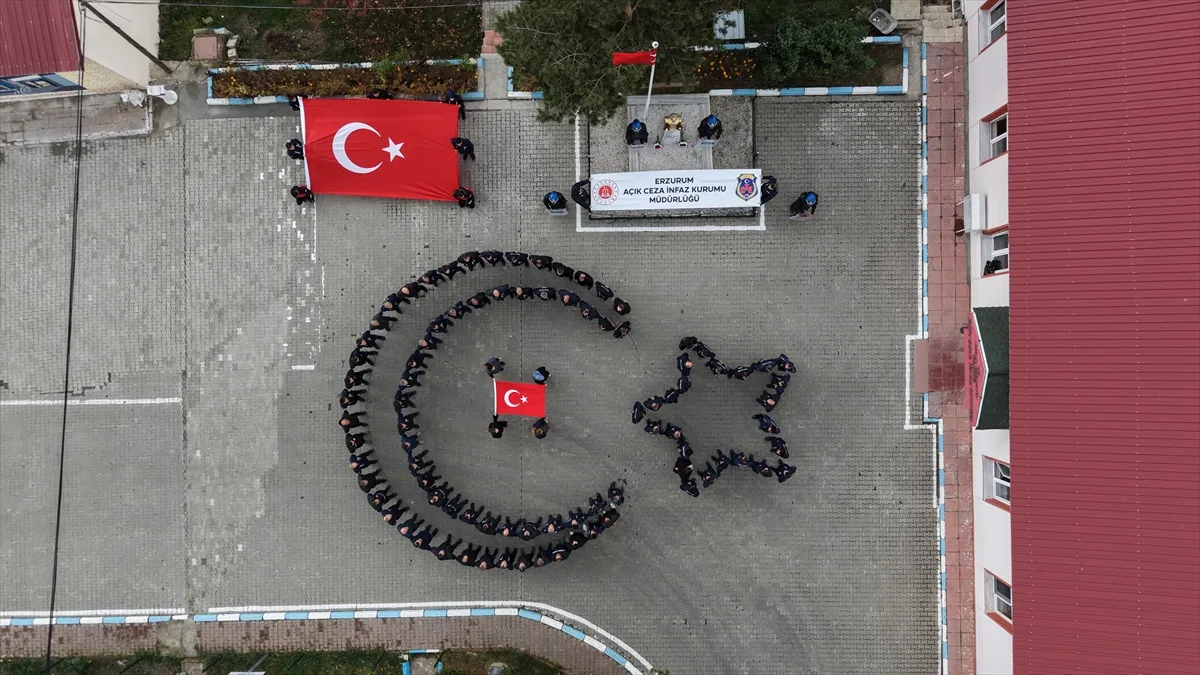 Erzurum’da cezaevi personelinden Cumhuriyet’in 103. yılına özel koreografi gösterisi