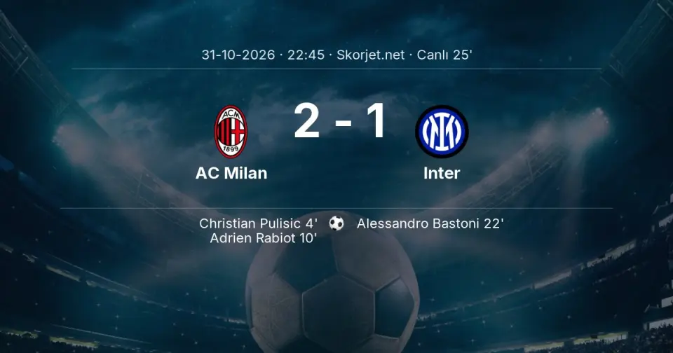 CANLI GOL | AC Milan 2-1 Inter - Alessandro Bastoni (22. dakika) CANLI GOL | AC Milan 2-1 Inter - Alessandro Bastoni (22. dakika)