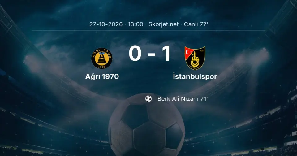 CANLI GOL | Ağrı 1970 0-1 İstanbulspor - Berk Ali Nızam (71. dakika) CANLI GOL | Ağrı 1970 0-1 İstanbulspor - Berk Ali Nızam (71. dakika)