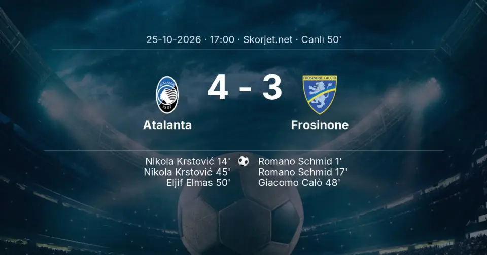 CANLI GOL | Atalanta 4-3 Frosinone - Eljif Elmas (50. dakika)