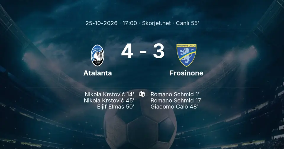 CANLI GOL | Atalanta 4-3 Frosinone - Eljif Elmas (50. dakika)
