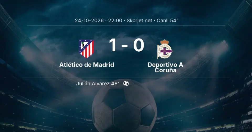 CANLI GOL | Atlético de Madrid 1-0 Deportivo A Coruña - Julián Alvarez (48. dakika)