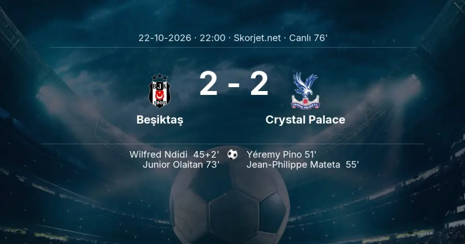 CANLI GOL | Beşiktaş 2-2 Crystal Palace - Junior Olaitan (73. dakika)