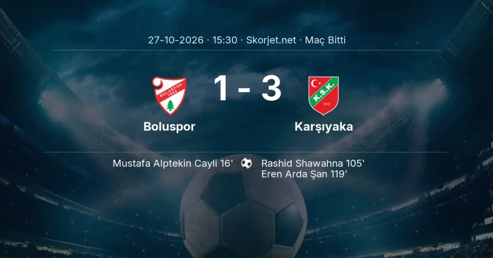 CANLI GOL | Boluspor 1-3 Karşıyaka - Eren Arda Şan (119. dakika) CANLI GOL | Boluspor 1-3 Karşıyaka - Eren Arda Şan (119. dakika)
