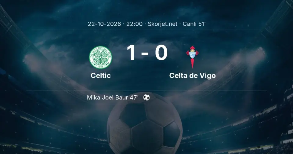 CANLI GOL | Celtic 1-0 Celta de Vigo - Mika Joel Baur (47. dakika) CANLI GOL | Celtic 1-0 Celta de Vigo - Mika Joel Baur (47. dakika)
