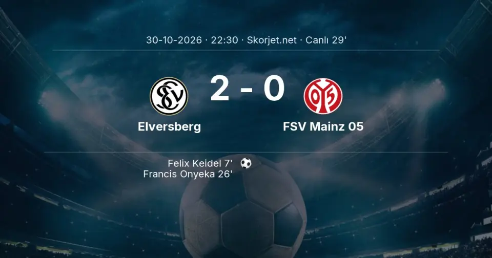 CANLI GOL | Elversberg 2-0 FSV Mainz 05 - Francis Onyeka (26. dakika)