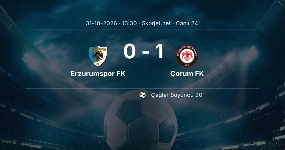 CANLI GOL | Erzurumspor FK 0-1 Çorum FK - Çağlar Söyüncü (20. dakika) CANLI GOL | Erzurumspor FK 0-1 Çorum FK - Çağlar Söyüncü (20. dakika)