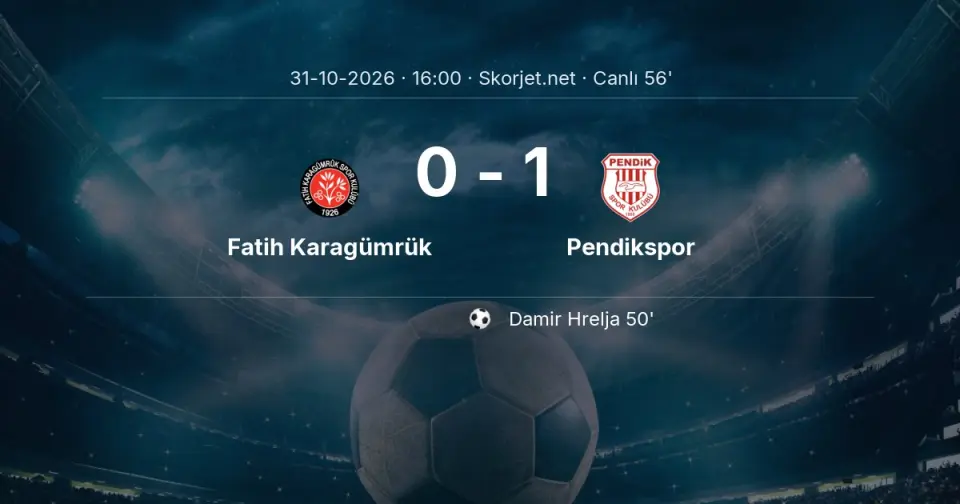 CANLI GOL | Fatih Karagümrük 0-1 Pendikspor - Damir Hrelja (50. dakika) CANLI GOL | Fatih Karagümrük 0-1 Pendikspor - Damir Hrelja (50. dakika)