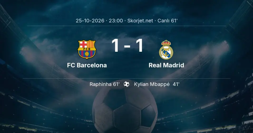 CANLI GOL | FC Barcelona 1-1 Real Madrid - Raphinha (61. dakika)