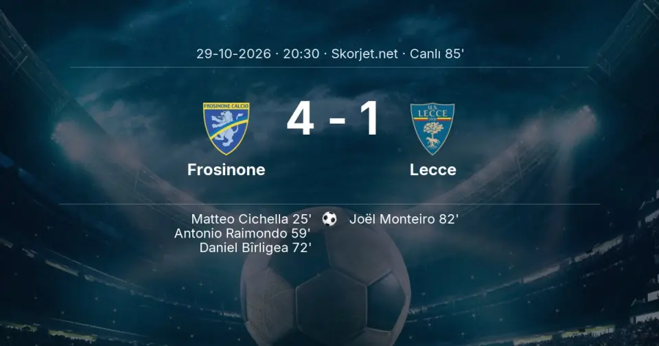 CANLI GOL | Frosinone 4-1 Lecce - Joël Monteiro (82. dakika)