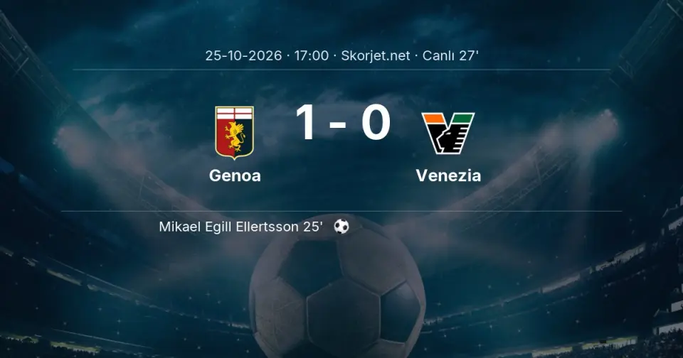 CANLI GOL | Genoa 1-0 Venezia - Mikael Egill Ellertsson (25. dakika) CANLI GOL | Genoa 1-0 Venezia - Mikael Egill Ellertsson (25. dakika)
