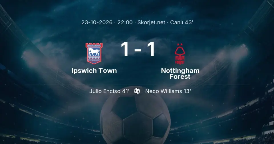 CANLI GOL | Ipswich Town 1-1 Nottingham Forest - Julio Enciso (41. dakika)