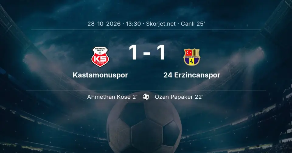 CANLI GOL | Kastamonuspor 1-1 24 Erzincanspor - Ozan Papaker (22. dakika)