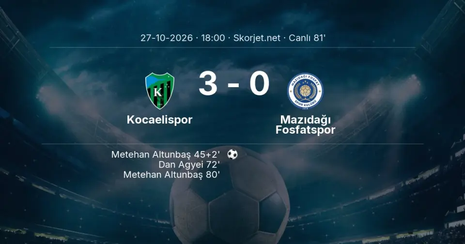 CANLI GOL | Kocaelispor 3-0 Mazıdağı Fosfatspor - Metehan Altunbaş (80. dakika) CANLI GOL | Kocaelispor 3-0 Mazıdağı Fosfatspor - Metehan Altunbaş (80. dakika)