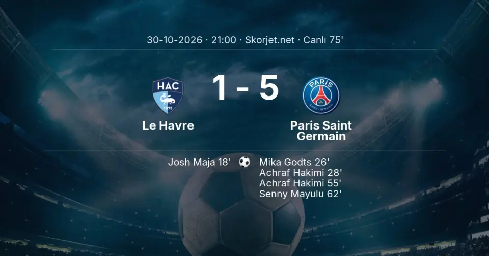 CANLI GOL | Le Havre 1-5 Paris Saint Germain - Achraf Hakimi (69. dakika) CANLI GOL | Le Havre 1-5 Paris Saint Germain - Achraf Hakimi (69. dakika)