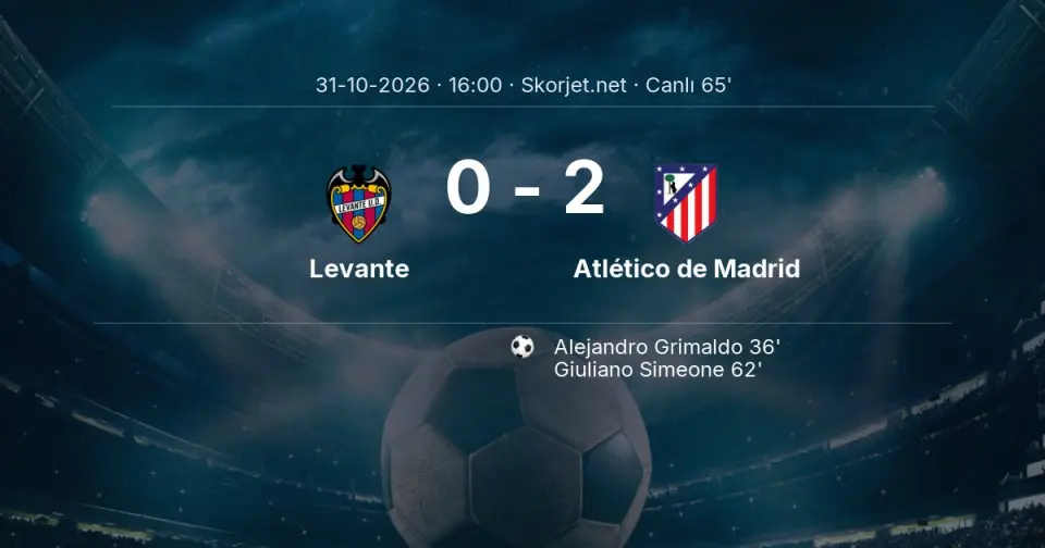 CANLI GOL | Levante 0-2 Atlético de Madrid - Giuliano Simeone (62. dakika)