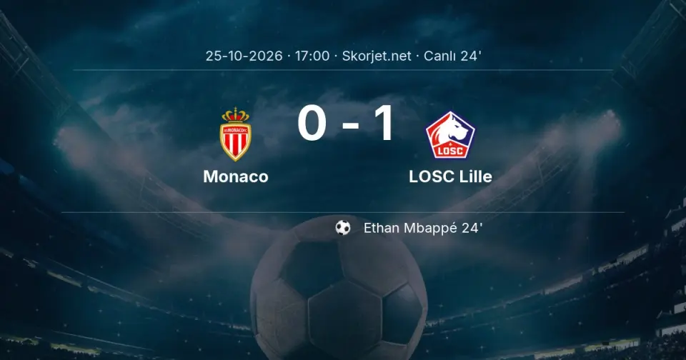 CANLI GOL | Monaco 0-1 LOSC Lille - Ethan Mbappé (24. dakika)