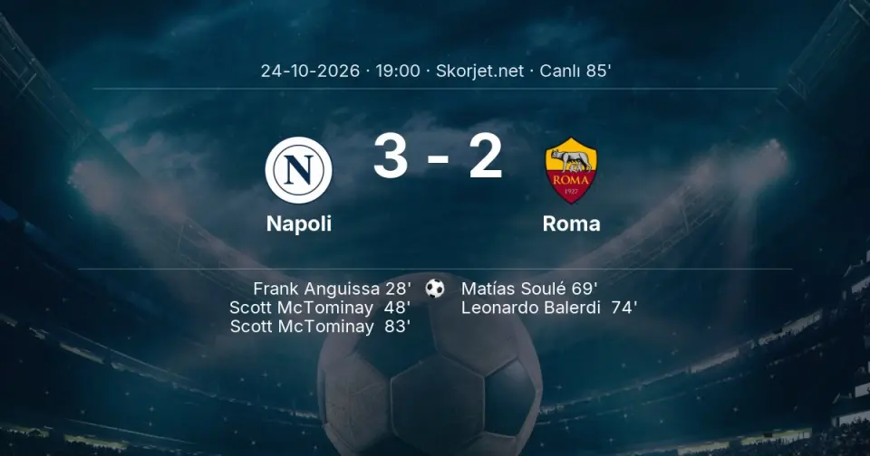 CANLI GOL | Napoli 3-2 Roma - Scott McTominay (83. dakika)