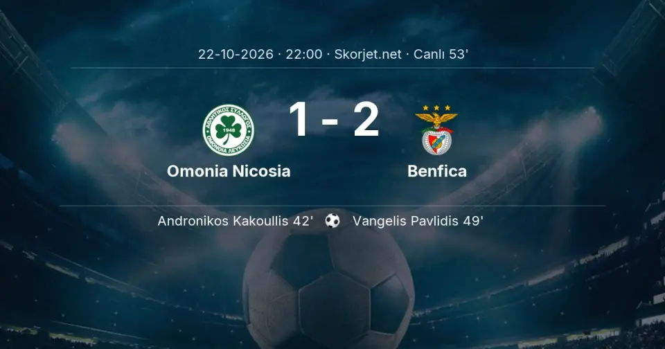 CANLI GOL | Omonia Nicosia 1-2 Benfica - Vangelis Pavlidis (49. dakika) CANLI GOL | Omonia Nicosia 1-2 Benfica - Vangelis Pavlidis (49. dakika)