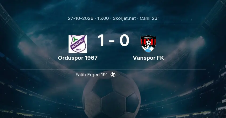CANLI GOL | Orduspor 1967 1-0 Vanspor FK - Fatih Ergen (19. dakika)