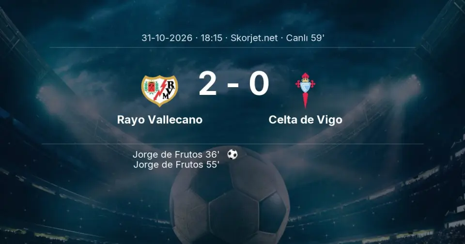 CANLI GOL | Rayo Vallecano 2-0 Celta de Vigo - Jorge de Frutos (55. dakika)