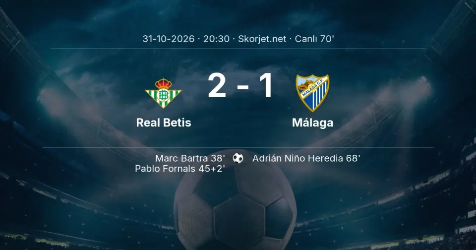 CANLI GOL | Real Betis 2-1 Málaga - Adrián Niño Heredia (68. dakika)