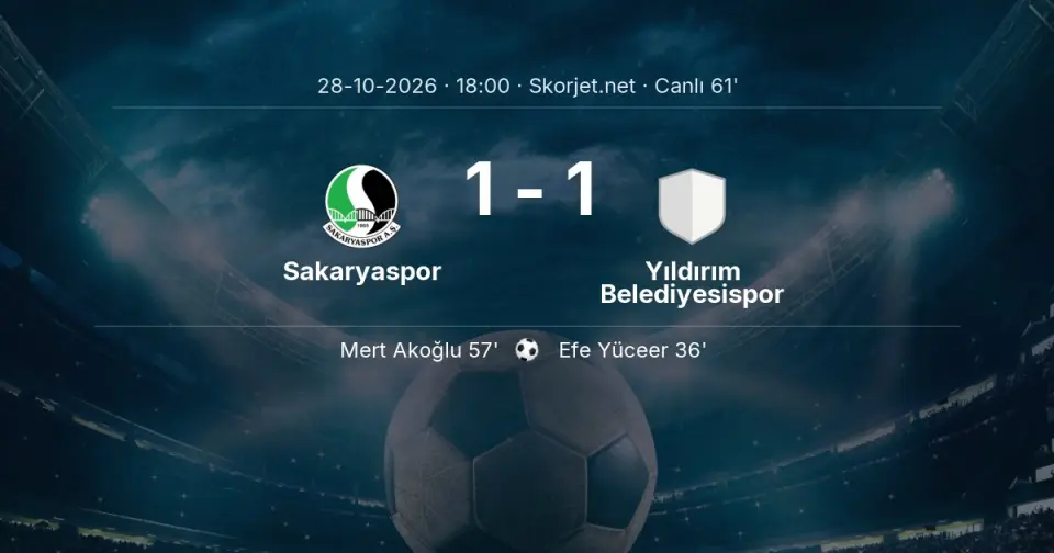 CANLI GOL | Sakaryaspor 1-1 Yıldırım Belediyesispor - Mert Akoğlu (57. dakika) CANLI GOL | Sakaryaspor 1-1 Yıldırım Belediyesispor - Mert Akoğlu (57. dakika)