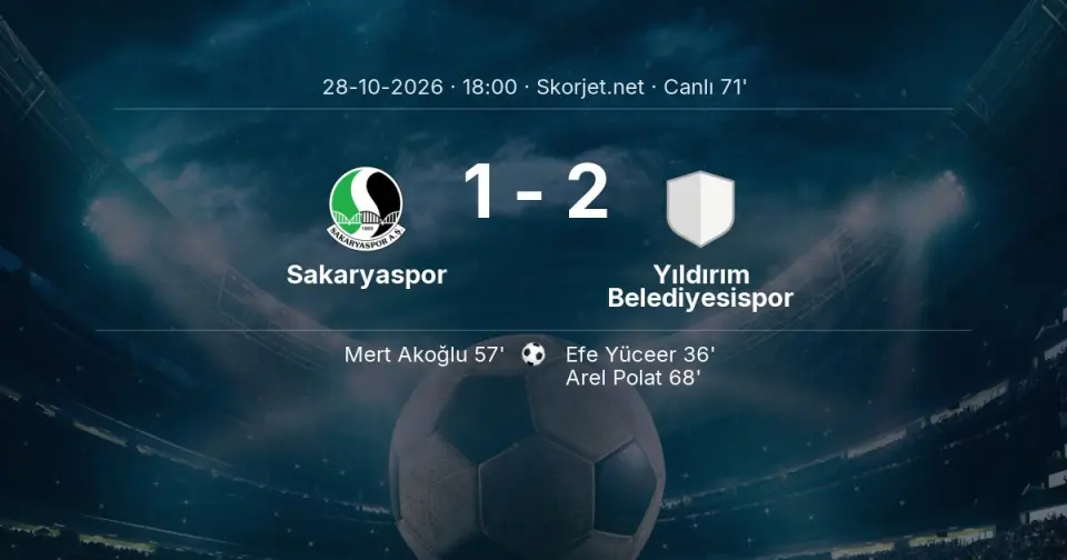 CANLI GOL | Sakaryaspor 1-2 Yıldırım Belediyesispor - Arel Polat (68. dakika) CANLI GOL | Sakaryaspor 1-2 Yıldırım Belediyesispor - Arel Polat (68. dakika)