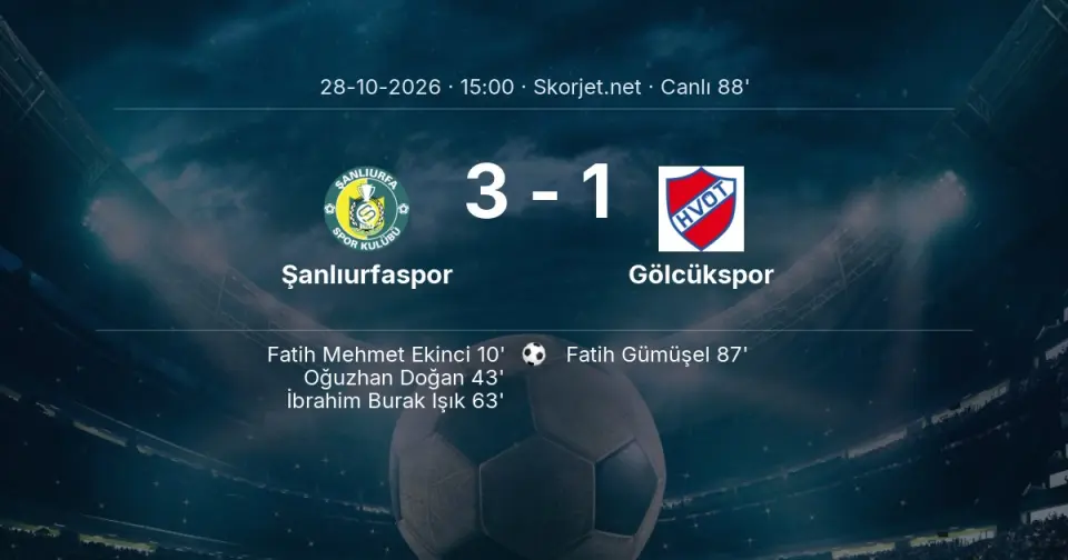 CANLI GOL | Şanlıurfaspor 3-1 Gölcükspor - Fatih Gümüşel (87. dakika) CANLI GOL | Şanlıurfaspor 3-1 Gölcükspor - Fatih Gümüşel (87. dakika)