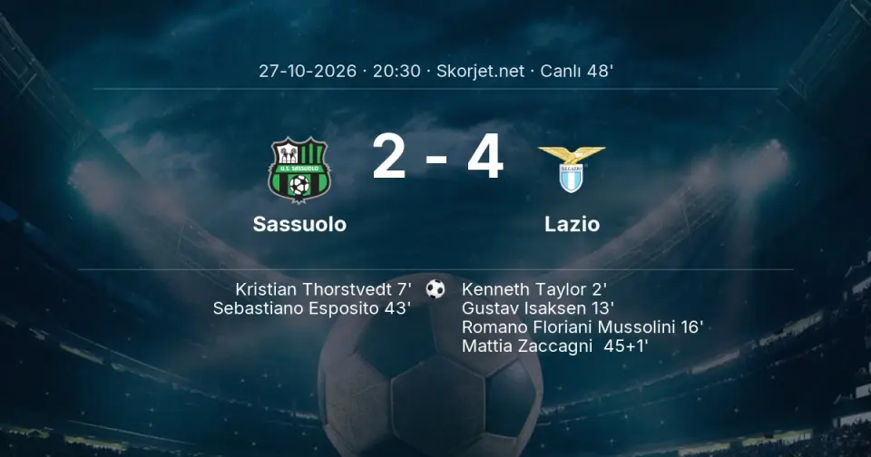 CANLI GOL | Sassuolo 2-4 Lazio - Mattia Zaccagni (45. dakika) CANLI GOL | Sassuolo 2-4 Lazio - Mattia Zaccagni (45. dakika)