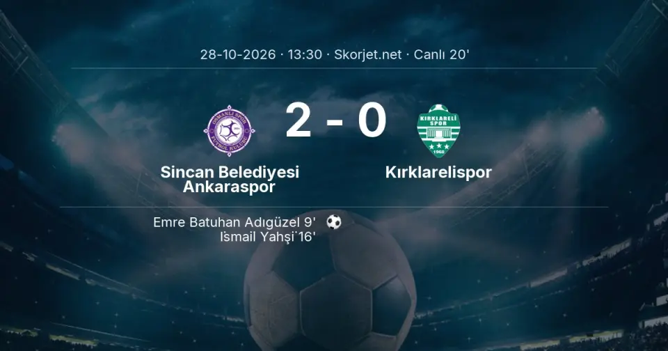 CANLI GOL | Sincan Belediyesi Ankaraspor 2-0 Kırklarelispor - İsmai̇l Yahşi̇ (16. dakika)