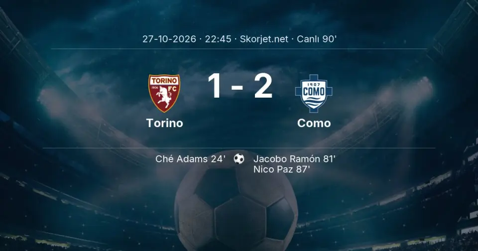 CANLI GOL | Torino 1-2 Como - Nico Paz (87. dakika)