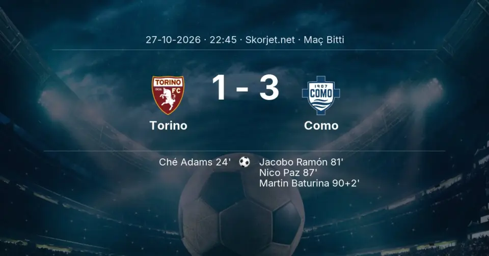 CANLI GOL | Torino 1-3 Como - Martin Baturina (90. dakika)