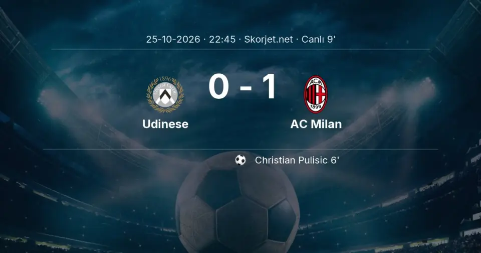 CANLI GOL | Udinese 0-1 AC Milan - Christian Pulisic (6. dakika)
