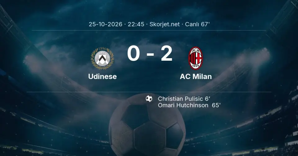 CANLI GOL | Udinese 0-2 AC Milan - Omari Hutchinson (65. dakika)