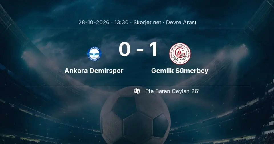 DEVRE ARASI | Ankara Demirspor - Gemlik Sümerbey - İlk Yarı 0-1 DEVRE ARASI | Ankara Demirspor - Gemlik Sümerbey - İlk Yarı 0-1