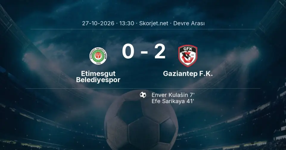 DEVRE ARASI | Etimesgut Belediyespor - Gaziantep F.K. - İlk Yarı 0-2 DEVRE ARASI | Etimesgut Belediyespor - Gaziantep F.K. - İlk Yarı 0-2
