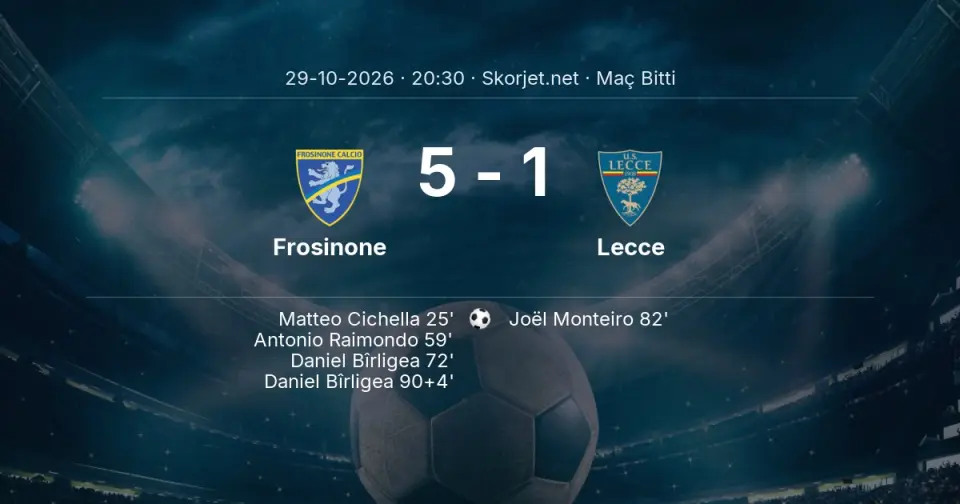 Frosinone - Lecce Maçında Kazanan Belli Oldu! İşte Sonuç (5-1)