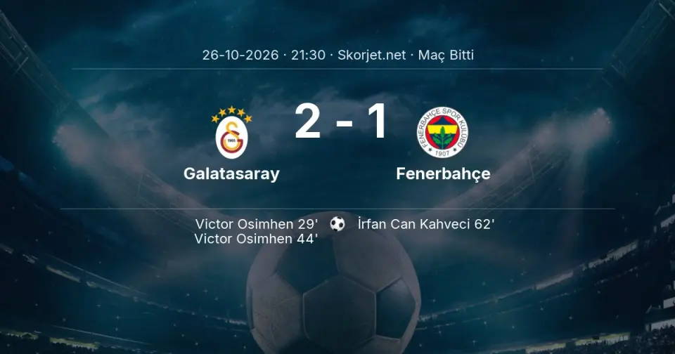 Galatasaray - Fenerbahçe Maçında Kazanan Belli Oldu! İşte Sonuç (2-1) Galatasaray - Fenerbahçe Maçında Kazanan Belli Oldu! İşte Sonuç (2-1)