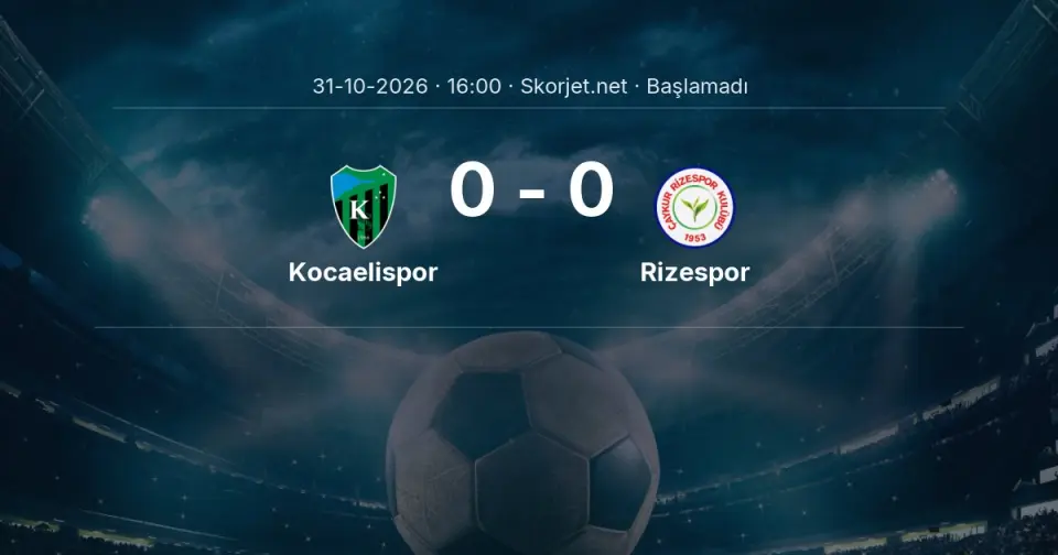 Kocaelispor - Rizespor Maçı Öncesi Kadrolar ve Maç Bilgileri Kocaelispor - Rizespor Maçı Öncesi Kadrolar ve Maç Bilgileri