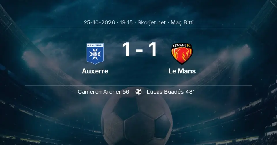 Ligue 1 | Auxerre - Le Mans Maç Sonucu: 1-1