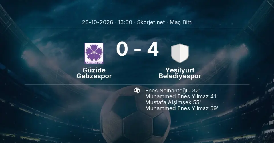 MAÇ SONUCU | Güzide Gebzespor 0-4 Yeşilyurt Belediyespor MAÇ SONUCU | Güzide Gebzespor 0-4 Yeşilyurt Belediyespor