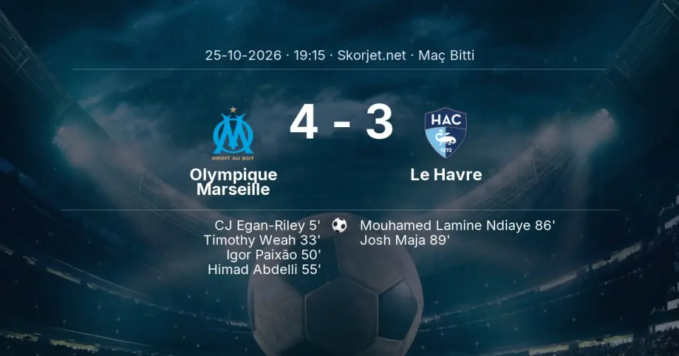 MAÇ SONUCU | Olympique Marseille 4-3 Le Havre