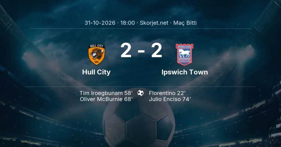 Premier Lig | Hull City - Ipswich Town Maç Sonucu: 2-2