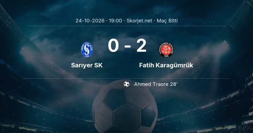 Sarıyer SK - Fatih Karagümrük Mücadelesi Sona Erdi - Skor: 0-2