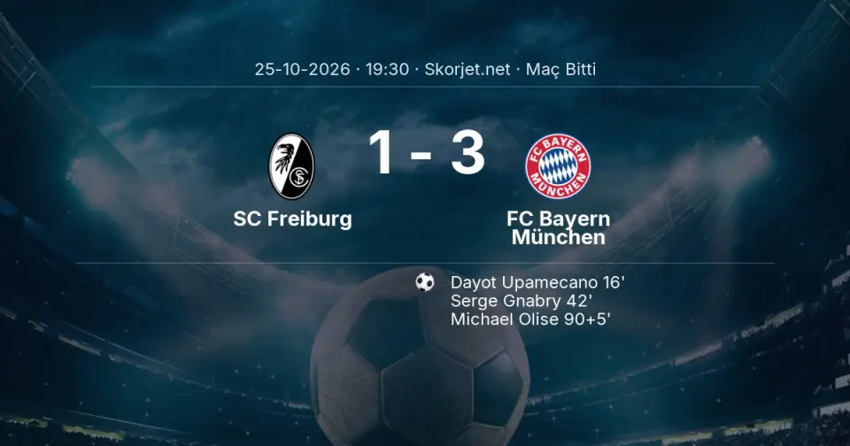 SC Freiburg - FC Bayern München Mücadelesi Sona Erdi - Skor: 1-3 SC Freiburg - FC Bayern München Mücadelesi Sona Erdi - Skor: 1-3