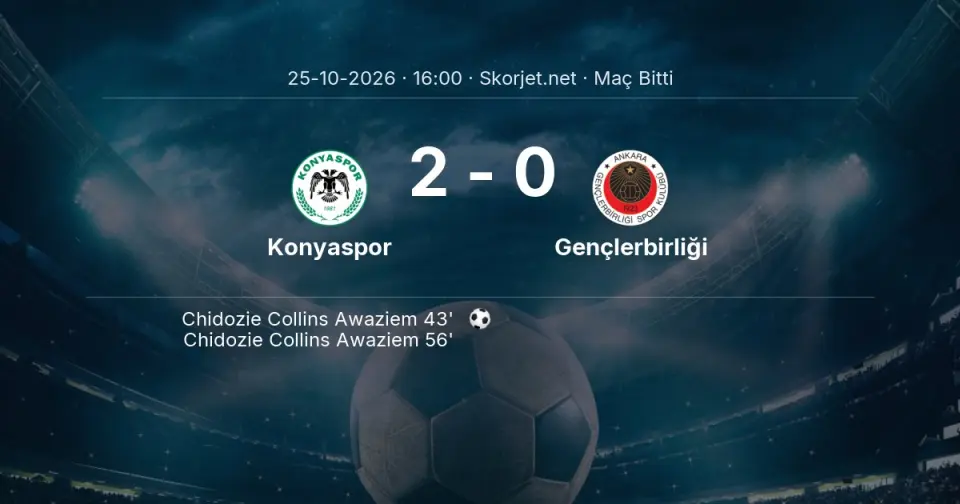 SONUÇ | Konyaspor - Gençlerbirliği: 90 Dakika Tamamlandı (2-0)