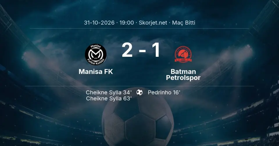 SONUÇ | Manisa FK - Batman Petrolspor: 90 Dakika Tamamlandı (2-1) SONUÇ | Manisa FK - Batman Petrolspor: 90 Dakika Tamamlandı (2-1)