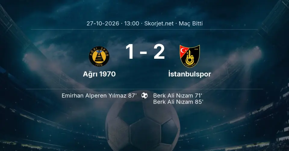 Türkiye Kupası | Ağrı 1970 - İstanbulspor Maç Sonucu: 1-2 Türkiye Kupası | Ağrı 1970 - İstanbulspor Maç Sonucu: 1-2